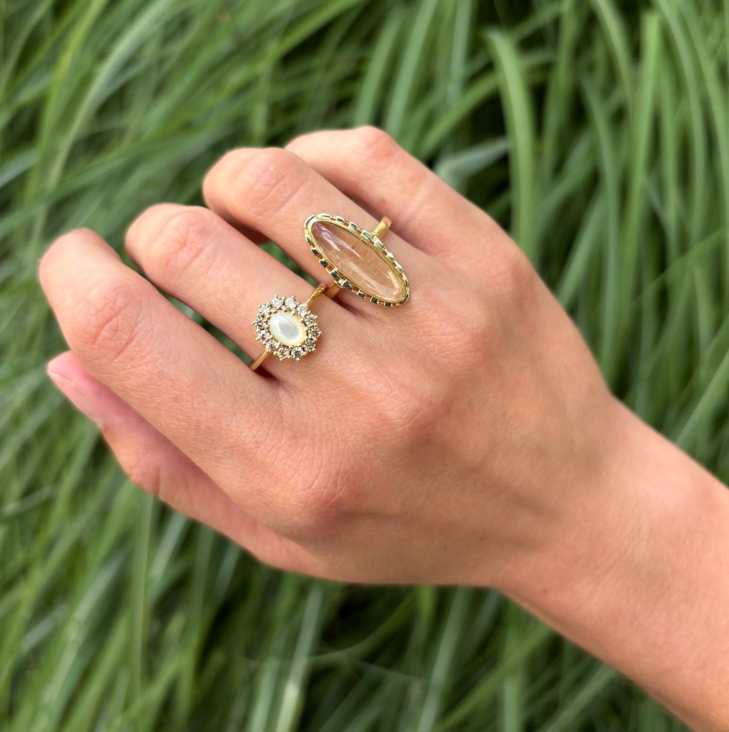 Lady Diana Ring Pearl Champagne